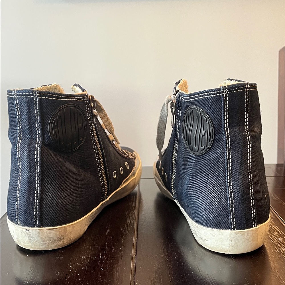 Golden Goose Navy and Silver High-Top Sneakers - Picture 4 of 6